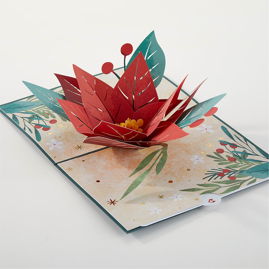 Happiest Holidays Poinsettia and Lovepop Card – The Warrenton Florist, Warrenton VA