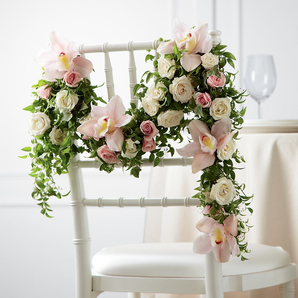 Orchid Rose Chair Décor – The Warrenton Florist, Warrenton VA