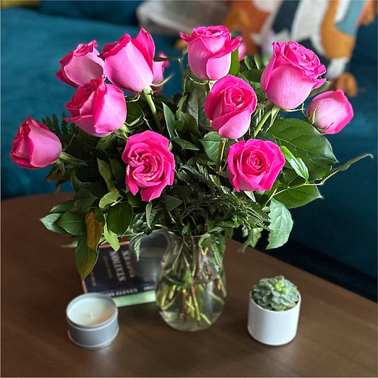 Long Stem Pink Rose Bouquet –  The Warrenton Florist, Warrenton VA